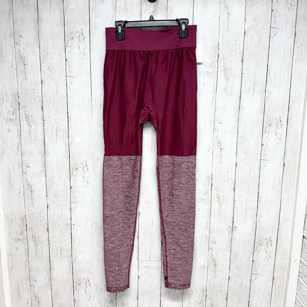 Gymshark Pants Women Waist 25" XS/Small Maroon Colorblock Compression Leggings